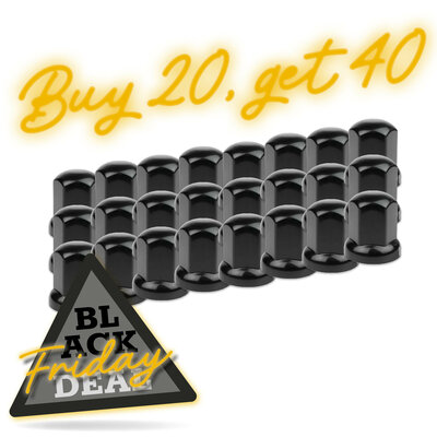 XXL - SCHWARZ PLASTIC RADMUTTER ABDECKAPPE 32MM - 53MM HOHE