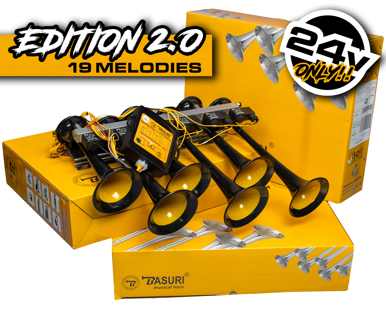 BASURI ® *EDITION 2.0 * 19 MELODY AIRHORN - 24V !!