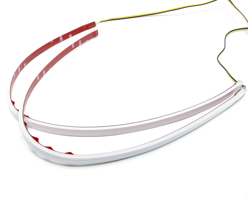 XINFOK LED-Streifen für Tagfahrlicht, 60 cm, ultradünn, rot,  bernsteinfarben, wasserdicht, flexibel, für Auto, Tagfahrlicht, Rücklicht,  Bremslicht