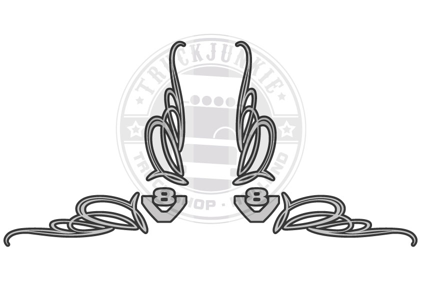 V8 - ECKE SCHEIBENAUFKLEBER - 2 FARBE 