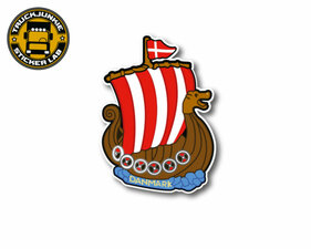 DANMARK - VIKING BOAT - FULL PRINT STICKER